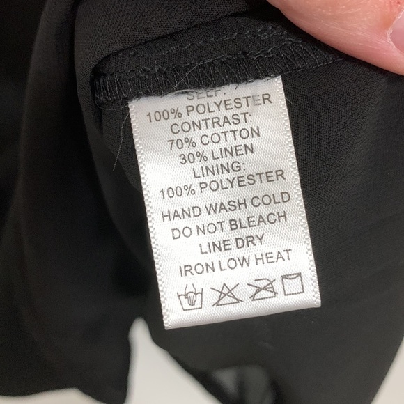 Contemporary Lace Black Linen Blend Knee Length Shift Dress Size M - Picture 6 of 7